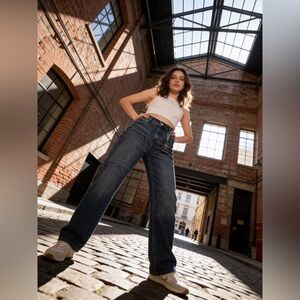 Flamingals Dark Wash Straight Leg Jeans Size Medium NWT